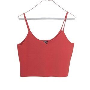 Express Body Contour Sweetheart Notched Cropped Tank Top Orange-Red XL